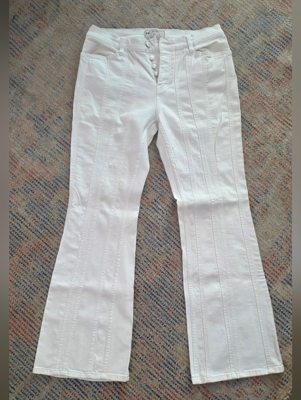 Free People White High-Rise Flare Jeans